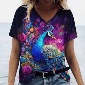 Camiseta colorida con patrón de gato de Alpaca para mujer, camisetas sueltas de verano de manga corta con estampado 3D de animales divertidos, camisetas de cuello redondo, calle - Product Image 4