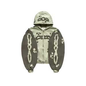 Best-sellers, sweat-shirt à capuche avec patch de patte de designer, rétro, lavé, surdimensionné, streetwear, veste unisexe, molleton lourd, sweat-shirt à capuche intégral - Product Image 1