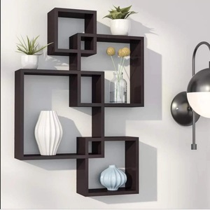 European Craft Rack Storage <b>Unit</b> Polygon Shape Adjustable Large Capacity Traditional Living Room Wood Wall Mounted - Product Image 3