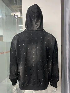 Custom Heavyweight 100% algodón Terry Hoodies para hombre Sun Faded Pattern & Rhinestones Pullover Hooded Autumn - Product Image 6