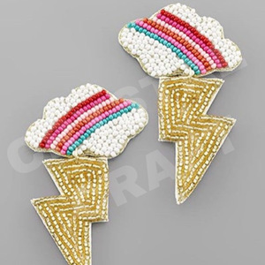 Vintage patriotique Memorial Day femmes boucles d'oreilles Orange blanc bleu perlé printemps douche pour les mariages accessoire de mode - Product Image 1