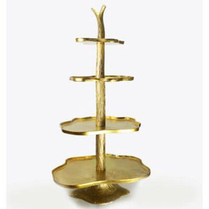 Support à gâteau à 2 étages en laiton, design Branches, plaqué or, idéal pour les mariages, les anniversaires, les fêtes, outils élégants pour gâteaux - Product Image 2