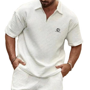 Wholesale Casual Breathable Men's Summer Outfits Zip up Two 2 Piece <b>Shorts</b> Set for Men - Product Image 1