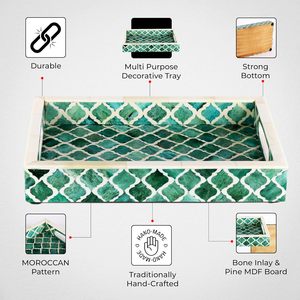 ถาดออตโตมันฝังกระดูกที่หรูหราทำด้วยมือถาดอเนกประสงค์สำหรับตกแต่งบ้านห้องครัวร้านอาหารเสิร์ฟอาหาร - Product Image 3