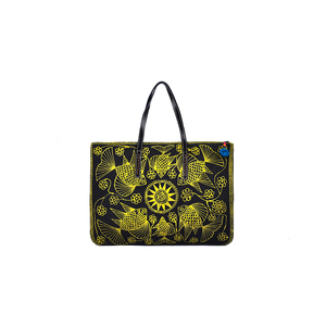 Vietnam Custom High Quality Best Price Pattern Fashion Handmade Flat Hand-Printed <b>Wax</b> Cloth Rectangular Bag with Leather Strap - Product Image 1