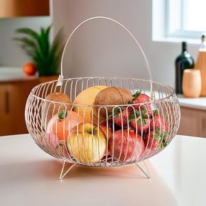 Handcrafted <b>Metal</b> Fruit <b>Basket</b> For Dining Room Centerpiece Decorative Display <b>Storage</b> Bowl For Fruits And Vegetables - Product Image 5