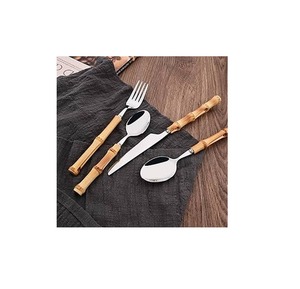 Ensemble de couverts classiques en acier inoxydable avec manche en bois, couverts élégants, vaisselle de qualité supérieure pour restaurant, maison, fête - Product Image 3