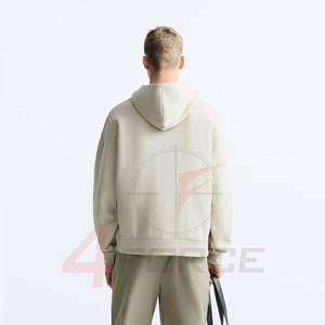 Sweat à capuche court ample pour homme, style urbain premium, en molleton de coton 400 GSM, coupe décontractée, mode, pull court, OEM, marque privée - Product Image 2