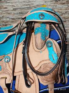 Ensemble de selle de cheval de course de baril occidental en cuir de qualité supérieure indien équipement d'équitation anglais personnalisé de haute qualité meilleur - Product Image 3