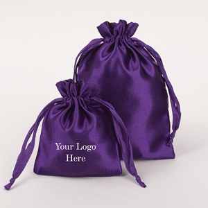 Pochette en satin personnalisée avec cordon de serrage, logo imprimé, sac en satin élégant, réutilisable, sac cadeau pour cosmétiques, faveurs de mariage, marquage - Product Image 1