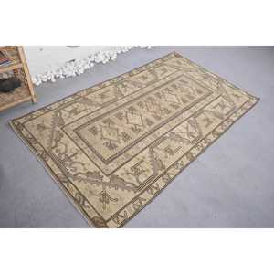 พรมขนแกะสไตล์โบโฮวินเทจเป็นมิตรต่อสิ่งแวดล้อมผืนใหญ่ทรงสี่เหลี่ยมผืนผ้าขนาด3.9x6.8ฟุตผ้าเย็บปะติดปะต่อกันสีน้ำตาลเบจสำหรับห้องรับประทานอาหารขนแกะขนาดกลางลาเท็กซ์ - Product Image 2