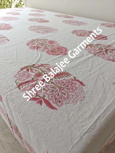 Fait à la main belle nappe en pur coton rose et bleu indien ferme mariage décoratif main bloc imprimé couverture de Table - Product Image 3