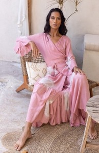 ชุดเดรสยาวสไตล์โบฮีเมียนสุดหรู ผ้าฝ้าย 100% คอวี แขนยาว ทรงเอไลน์ - Product Image 2
