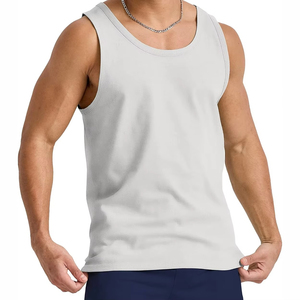 เสื้อกล้ามวิ่งผู้ชาย ผ้าถัก ระบายอากาศได้ดี 100% ผ้าฝ้าย สำหรับออกกำลังกายในฤดูร้อน ฟิตเนส ยิม - Product Image 4