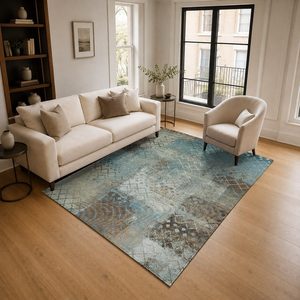 <b>RUGS</b> DEPOT LXDP-0176 Wholesale <b>Charcoal</b> <b>Grey</b> Modern Vintage Digital Printed Machine Washable Chenille Area <b>Rug</b> Non Slip - Product Image 2
