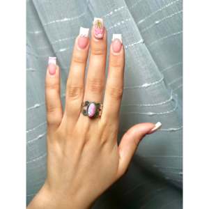 Navajo Made <b>Garnet</b> & Sterling <b>Silver</b> Opal <b>Ring</b> Size 10 Bezel Set with Pear Cut Diamond Rhodium Plated for Everyday Wear - Product Image 5