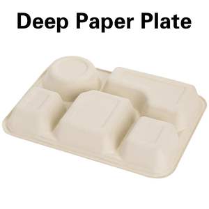 Assiettes jetables compostables en bagasse à 5 compartiments, biodégradables, en canne à sucre, écologiques, imperméables, robustes, pour l'école - Product Image 4