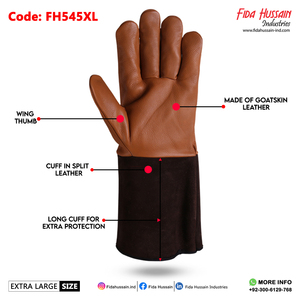 Gants en cuir de chèvre pour le travail industriel pour hommes, très résistants, non doublés, avec pouce à l'aile, bruns, vente à chaud, luvas de soldagem tig - Product Image 2
