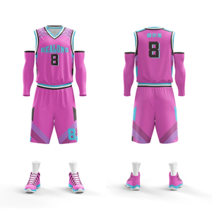 Logotipo personalizado impreso de fábrica Diseño de Damas Sublimación Jerseys Uniforme Manga larga Último conjunto de camisetas de baloncesto - Product Image 6