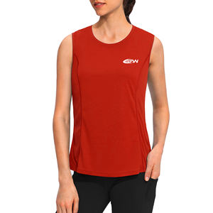 Camiseta de gimnasio OEM personalizada de talla grande para mujer, camiseta sin mangas de fibra de LICRA de poliéster transpirable, diseño de cuello redondo tejido con estampado sólido - Product Image 1