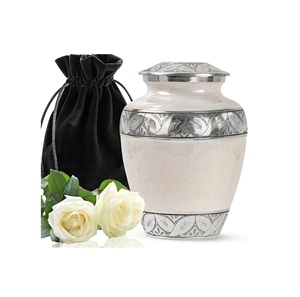 Nuevo diseño personalizado urna de cremación para adultos hecha a mano de lujo de latón blanco marca RABEH tamaño personalizado duradero - Product Image 3