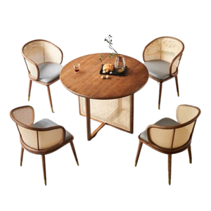 Solid Wooden <b>Dining</b> Table and <b>Chair</b> Round Table With <b>4</b> <b>Chairs</b> For Restaurant and <b>Dining</b> Super Comfortable - Product Image 6