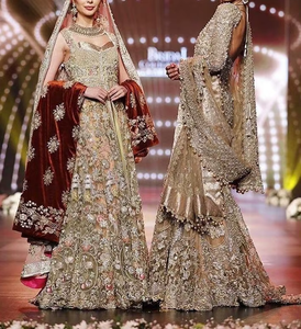 Atiya libas ดีไซเนอร์อินเดีย/ปากีสถานความยาวถึงพื้นชุด lehenga choli การเย็บปักถักร้อยหนักสำหรับงานแต่งงาน-วัสดุอะซิเตท - Product Image 5