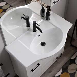 Modern 85cm White Oak Floor-Standing Bathroom Vanity with <b>Mirror</b> Ravenna <b>Wall</b> Unit <b>Set</b> - Product Image 3