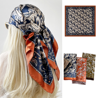 Foulard carré en soie effet paisley floral d'été personnalisé OEM et bandeau bohème pour queue de cheval et accessoire de cou élégant