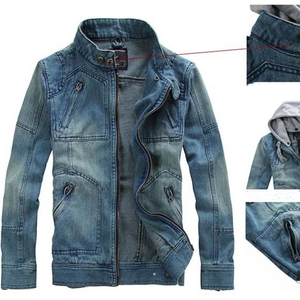 Veste en jean décontractée pour homme, élégante, légère, vêtement d'extérieur tendance, streetwear, fermeture éclair, design moderne - Product Image 3