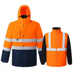 Hi Vis <b>Waterproof</b> <b>Work</b> <b>Jacket</b> for <b>Men</b> and Women High Quality Hooded Safety Windbreaker Outdoor <b>Work</b> Wear - Product Image 5