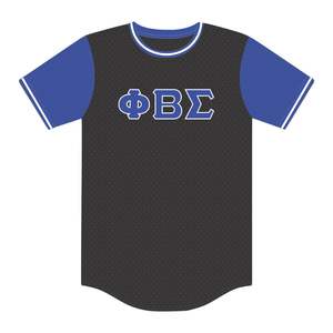 Phi Beta Sigma Jersey negro Jersey de béisbol con mangas azules HBCU Greek Fraternity Apparel 100% Camiseta de malla de poliéster - Product Image 2