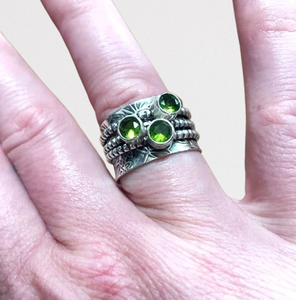 925 Sterling Solid Silver Stamped Handmade <b>Ring</b> 925 Sterling Silver <b>Spinner</b> Peridot Natural Gemstone Jewelry <b>Ring</b> Jewelry - Product Image 1