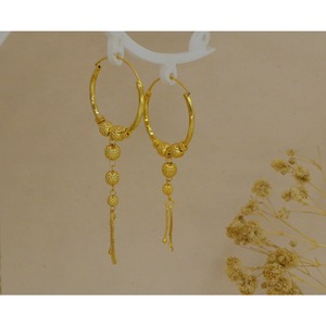 High Quality Gold Plated Indian Jhumka <b>Hoop</b> <b>Earrings</b> for Women Traditional Daily Wear Lightweight Dangle <b>Hoops</b> <b>Fashion</b> Jewelry - Product Image 4