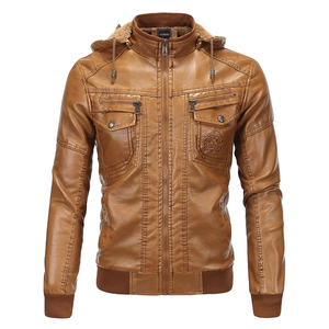 Chaqueta de Cuero PU para Hombre, Precio de Fábrica, Talla Grande, Informal, Deportiva, de Invierno - Product Image 1