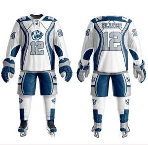 Ensembles internationaux de hockey sur glace personnalisés avec broderie en sergé Tackle Maillot confortable et élégant - Product Image 3