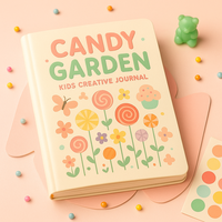LABON Candy Garden A5 Kinder-Kreativ journal mit Lutscher blumen und Pastellfarben zum Kritzeln, Zeichnen und täglichen Spaß