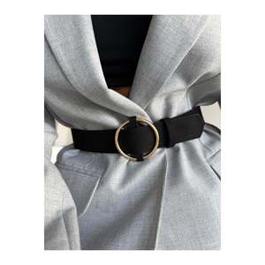 <b>Black</b> <b>Suede</b> Ring Belt with Gold Buckle Women's Trouser Belt, <b>Jacket</b> Belt, Dress Belt, Shirt Belt - <b>Black</b> - Product Image 1