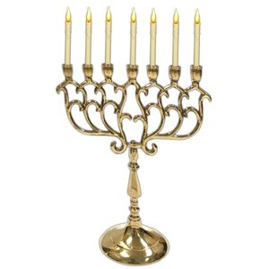 Venta al por mayor hecho a mano 5-brazo plata Metal Menorah candelabro titular para decoración del hogar Navidad bodas - Product Image 6