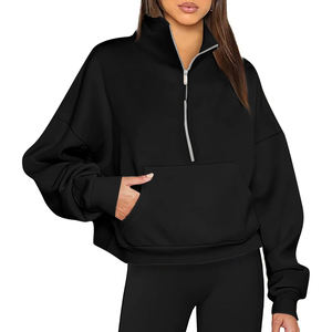 Sweat-shirt court à fermeture éclair à col roulé personnalisé le plus vendu pour les femmes Style Streetwear du Pakistan pour les techniques imprimées d'hiver - Product Image 1