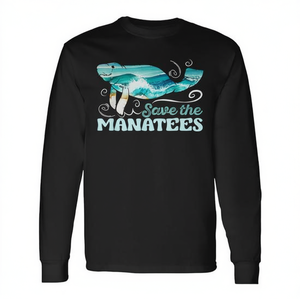 Camiseta de Manga Larga Unisex de Algodón Ecológico para Concientización sobre la Protección de las Especies de Manatís en Extinción, Producto Promocional - Product Image 3