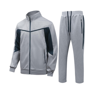 Ensemble de survêtement 2-en-1 pour homme, décontracté, hiver, respirant, polaire, fermeture éclair intégrale, manches longues, coton, confortable, pour l'entraînement et le jogging - Product Image 2
