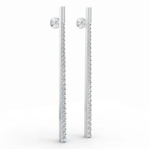 Pendientes de barra vertical con diamante de corte redondo de 0.92 quilates en oro amarillo, blanco y rosa de 9K con micro pavé, joyería fina de línea larga - Product Image 5