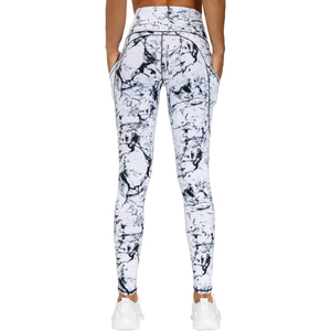Pantalon de yoga et de sport pour femme, taille haute, à carreaux, respirant, écologique, en Spandex/Nylon, longueur intégrale, avec fermeture élastique à la taille et antidérapant - Product Image 1