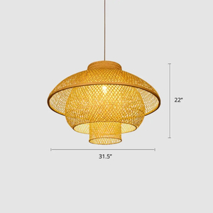 Luminaire de plafond en bambou, cage décorative, adapté aux projets d'éclairage personnalisés, sans composants électriques inclus - Product Image 1