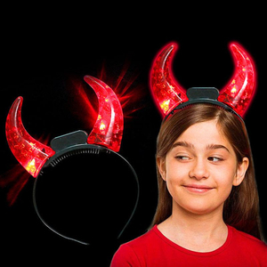 Bandeau à cornes de <span class=keywords><strong>diable</strong></span> en cristal lumineux à LED Bandeau à cheveux de costume d'Halloween pour Diwali Party Holiday Head Boppers - Product Image 1