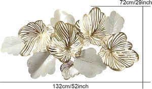 Home <b>Decor</b> Metal <b>Wall</b> Art <b>Leaves</b>, Modern Large <b>Wall</b> Sculptures Gold Flower <b>Wall</b> Hanging Artwork Decoration for Living Room - Product Image 2