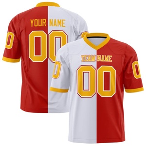 Maillot de football personnalisé pour hommes, rouge, blanc, or, sublimé, tenue d'équipe athlétique, impression nom et numéro, fournisseur en gros, OEM - Product Image 5