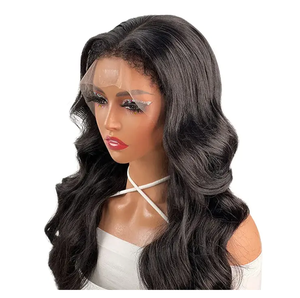 Perruques de cheveux humains vierges indiens de luxe les plus vendus Styles de vague profonde droite naturelle Perruques transparentes sans colle en dentelle française - Product Image 1