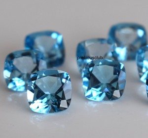 Corte de cojín de Topacio Azul suizo natural 6mm facetado-corte de cojín de Topacio Azul suizo Suelto - Product Image 1